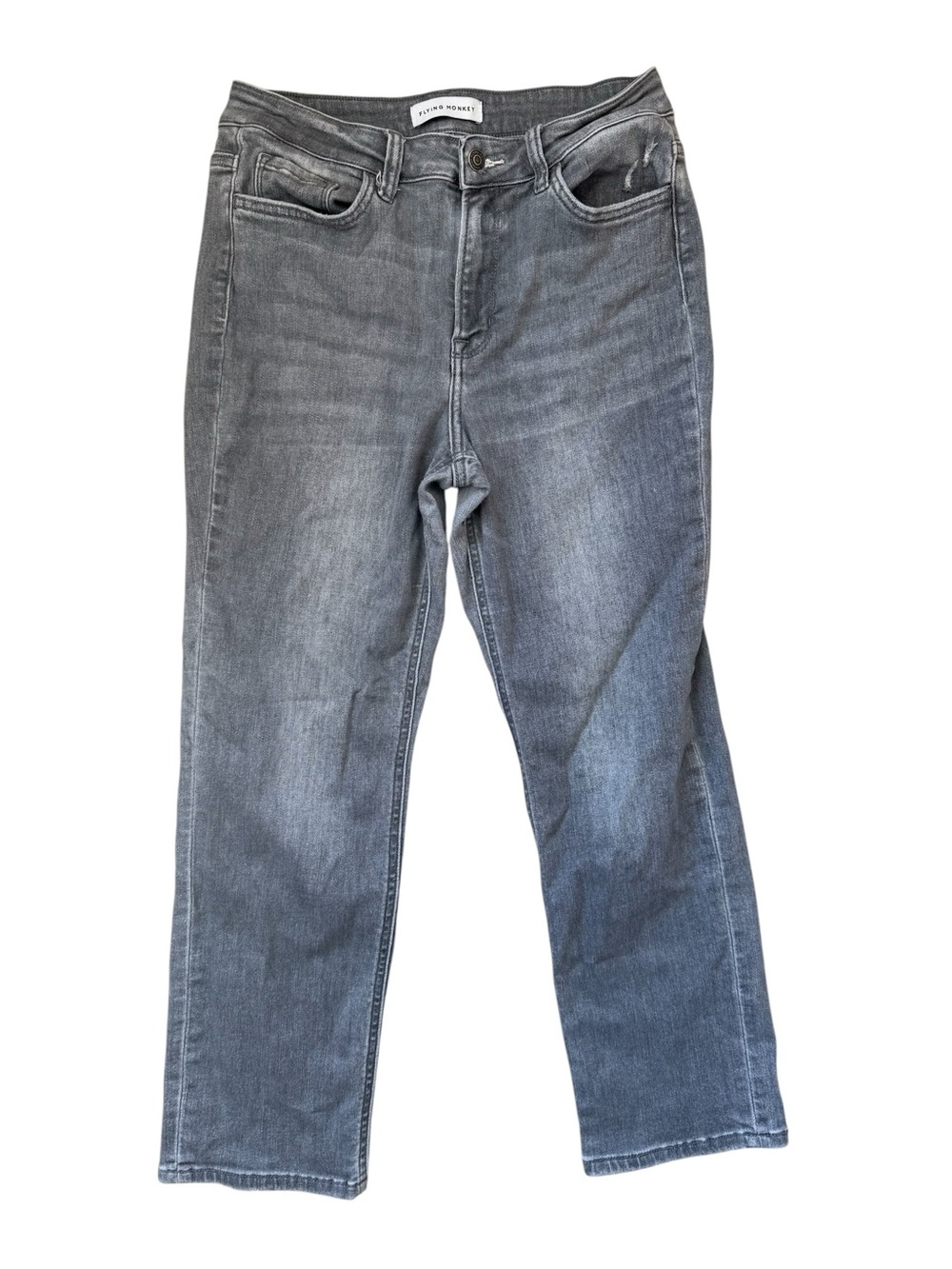 Flying Monkey High Rise Straight Jeans Womens 29 Gray Stretch Denim 26"